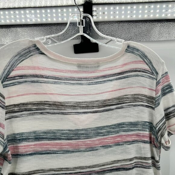 Final Touch Women's V-Neck Short Sleeve Multicolored Striped Top Size Small - Picture 6 of 8